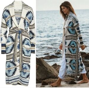 Faherty Yellowtail Paloma Duster Organic Cotton Cardigan Size Small